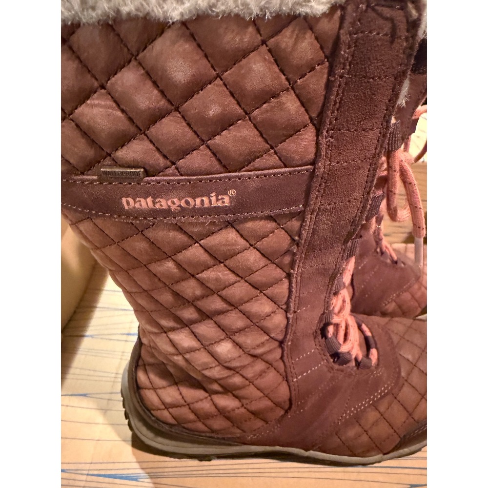 Patagonia Wintertide High Boots NWOT Brown Sable Quilted Faux Fur Waterproof 7.5 - Picture 6 of 9